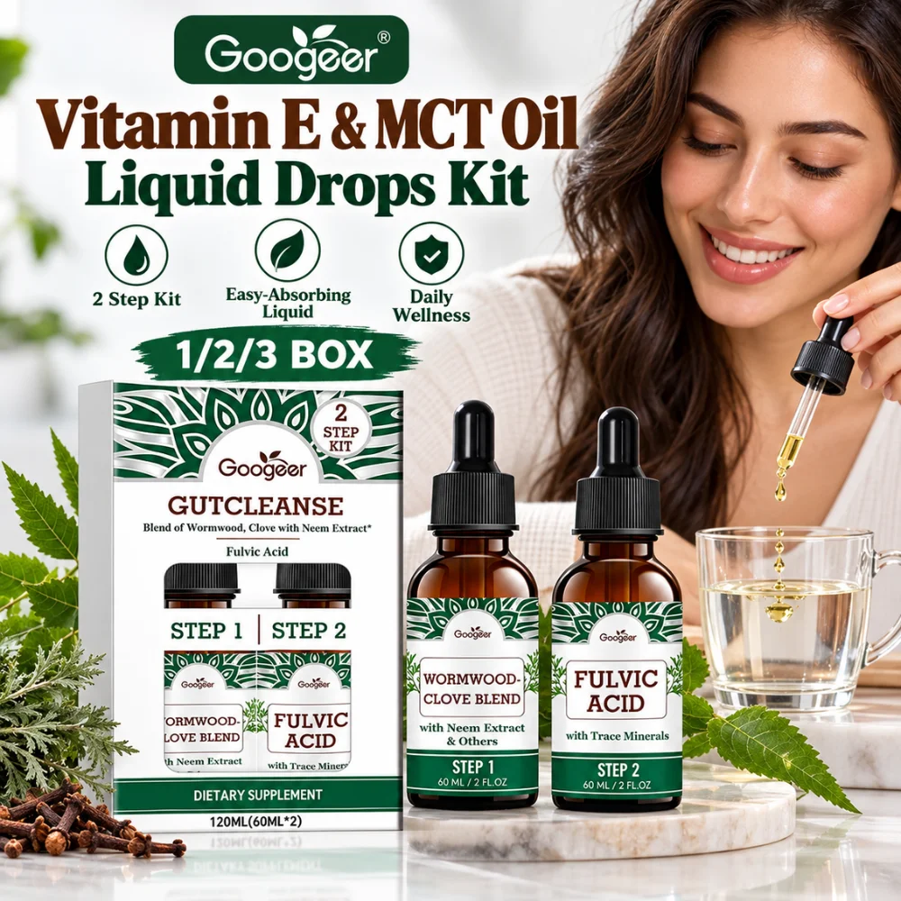 Vitamin E Liquid Drops with MCT Oil 2 Bottle Kit D-Tocopherol Formula for Water Juice Smoothie and Daily Supplement Use