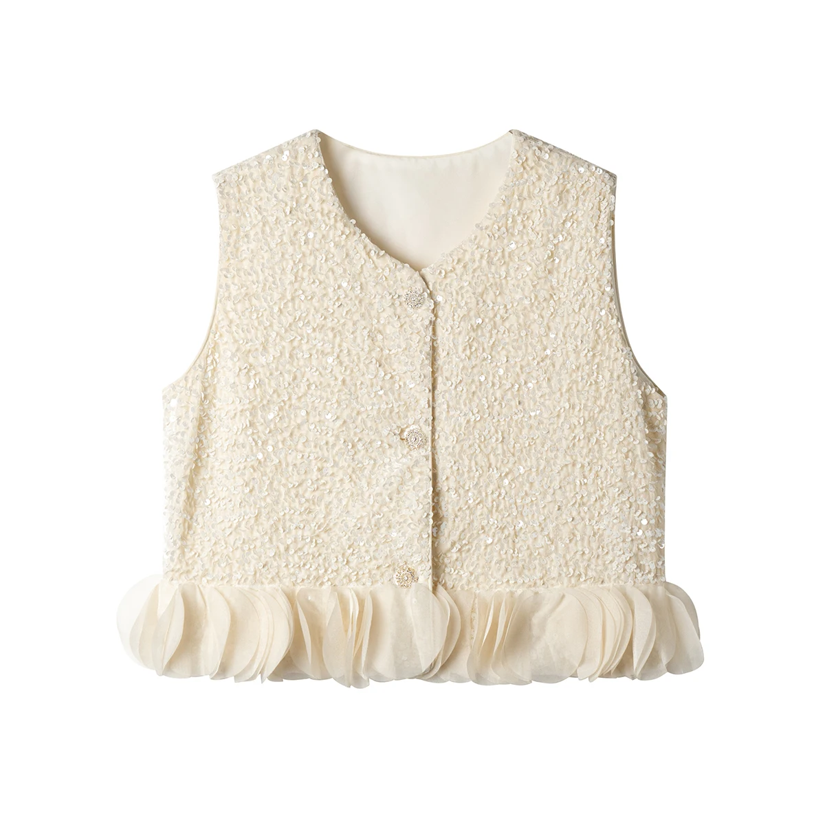 

New fashion elegant light luxury celebrity high-end temperament design handmade sequins small fragrant style vest