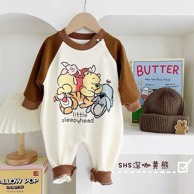 Cute Bear Printed Jumpsuits Toddler Baby Autumn Winter Onesies 0-24Months Girls Boys Outdoor Wear Cotton Long-sleeved Body Suit