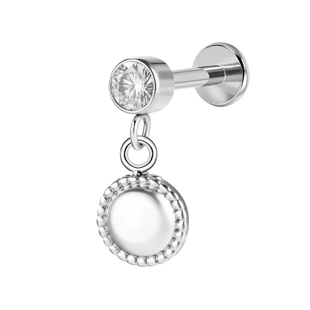 قطعة واحدة من قلادة الشفاه الأوروبية والأمريكية المصنوعة من الفولاذ المقاوم للصدأ مع مجوهرات ثقب الجسم من الزركون