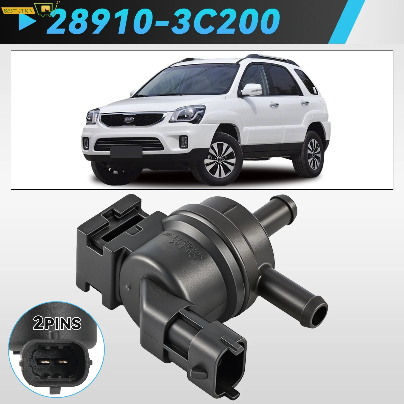 28910-3C200 Car Vapor Canister Purge Control Valve Solenoid EVAP For Hyundai Accent Santa Fe Tucson Veloster Kia Rio Forte Soul