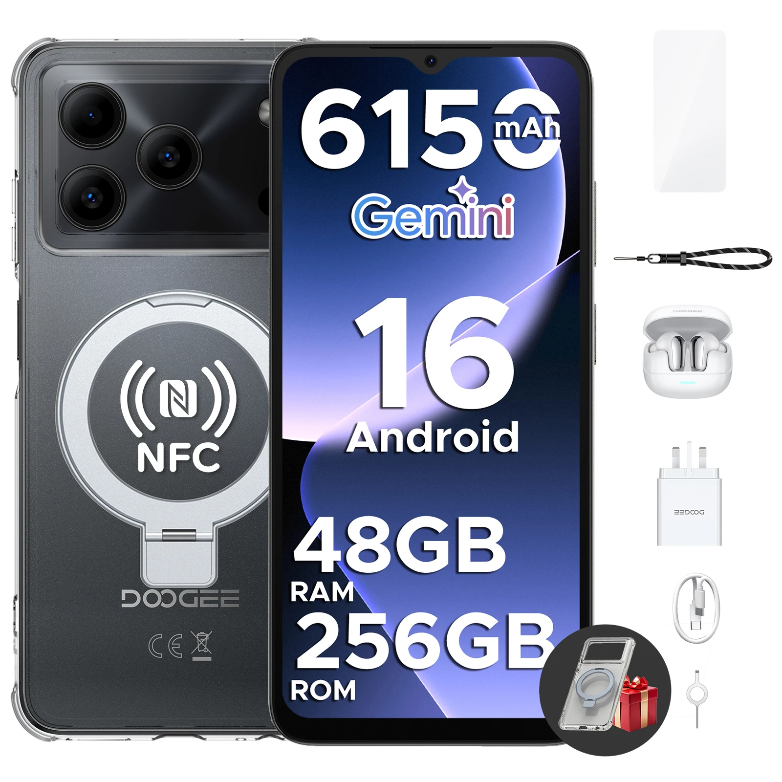 Smartphone DOOGEE Note56 Plus VIP, batterie 6150 mAh, écran 6,56'' 90 Hz, 48 Go + 256 Go, Android 16, téléphone mobile compatible Widevine L1