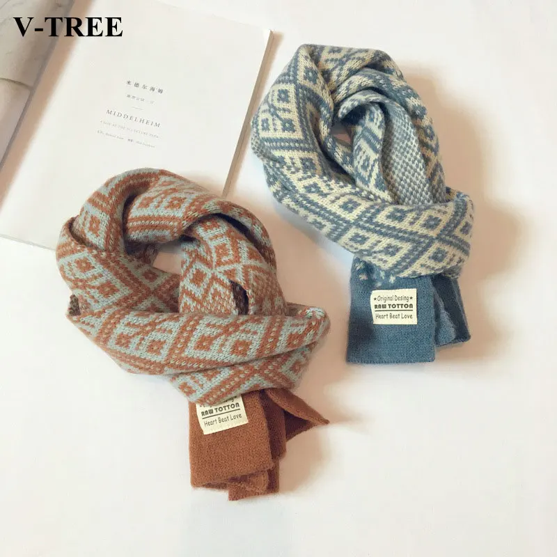 Winter Children Scarf Knitted Wool Scarf For Kids Autumn Winter Girls Warm Scarf Plaid Neck Warmer For Kids Toddler Muffler