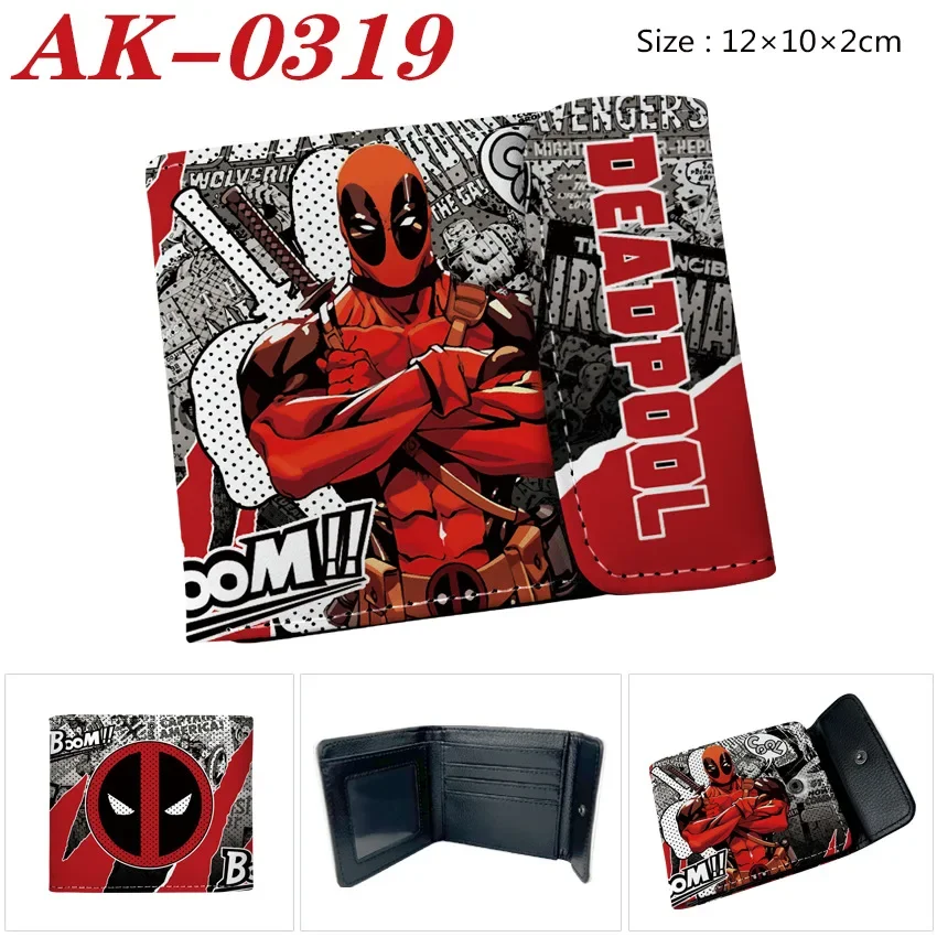 Deadpool Spiderman Leather Short Wallet Animation for Men Anime Figure ID Card Holder Wallets Kids Cartoon Coin Purse Gift