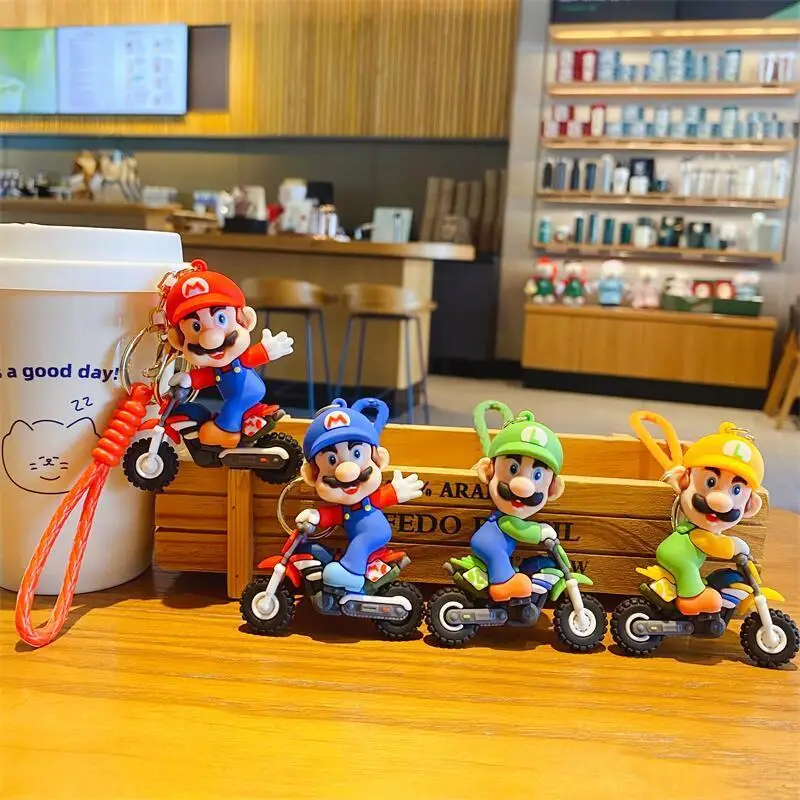 

Cartoon Super Mario street motorcycle keychain, key chain, car key pendant, schoolbag pendant, gift decoration
