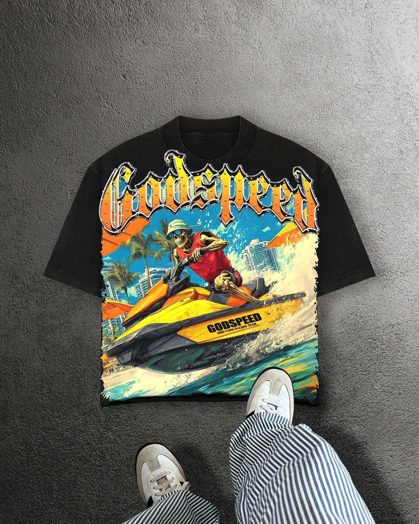 

American Rowing skull graphic t shirts oversized streetwear short sleeve y2k tops harajuku gothic t shirt men clothing