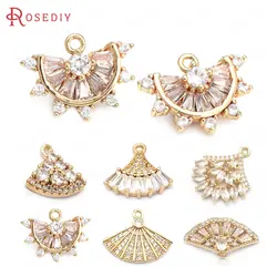 18K Gold Color Brass and Zircon Sector Charms Pendants Jewelry Necklaces Earrings Making Supplies Diy Findings Accessories