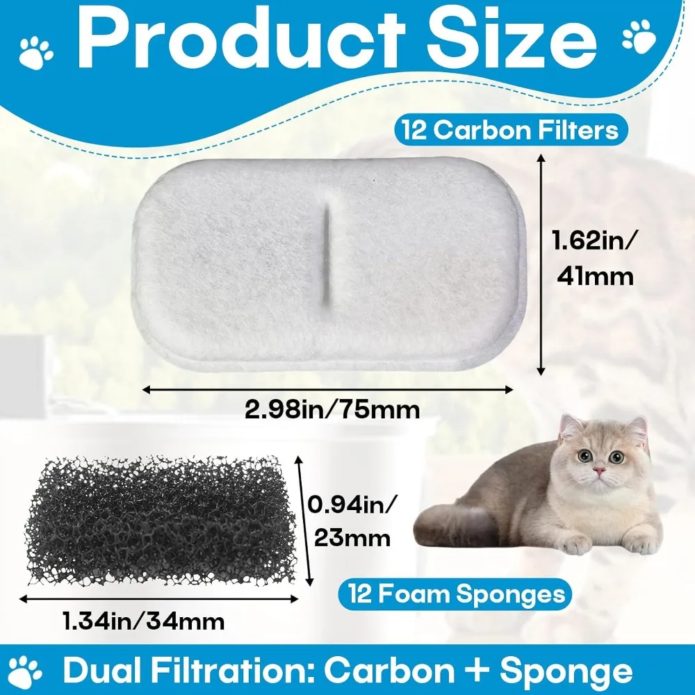 Pet Water Fountain Replacement Filter Activated Carbon Sponge for Stainless Steel Bowl Drinking Accessory Cats Dogs Household view 6