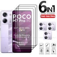 6-in-1 For Poco M7 Pro 5G Glass For Xiaomi Poco M7 Pro 5G Tempered Glass 9H Full Cover Screen Protector Poco M7 Pro 5G Len Glass