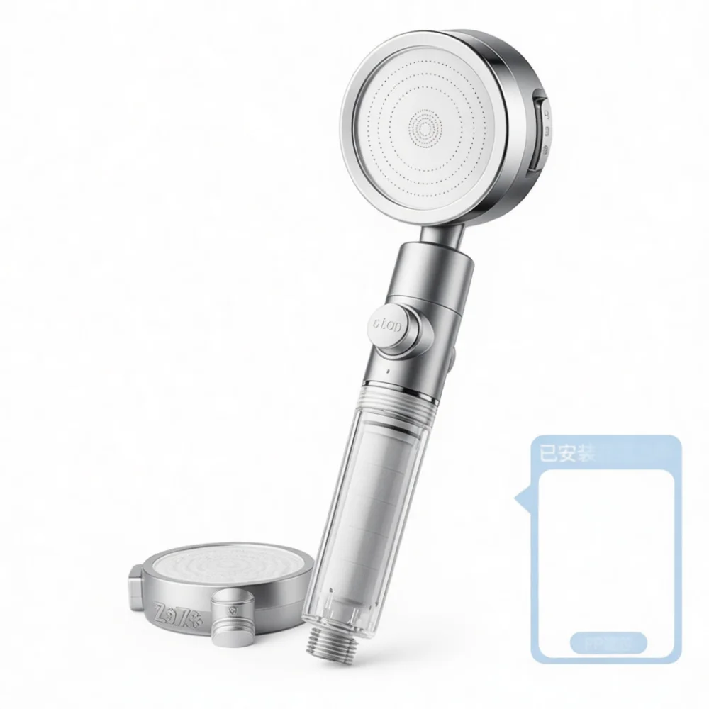 High Pressure Showerhead Filter System Three Modes Rainfall Handheld Sprayer Kit With Flexible Hose Wall Mount Shower Tool