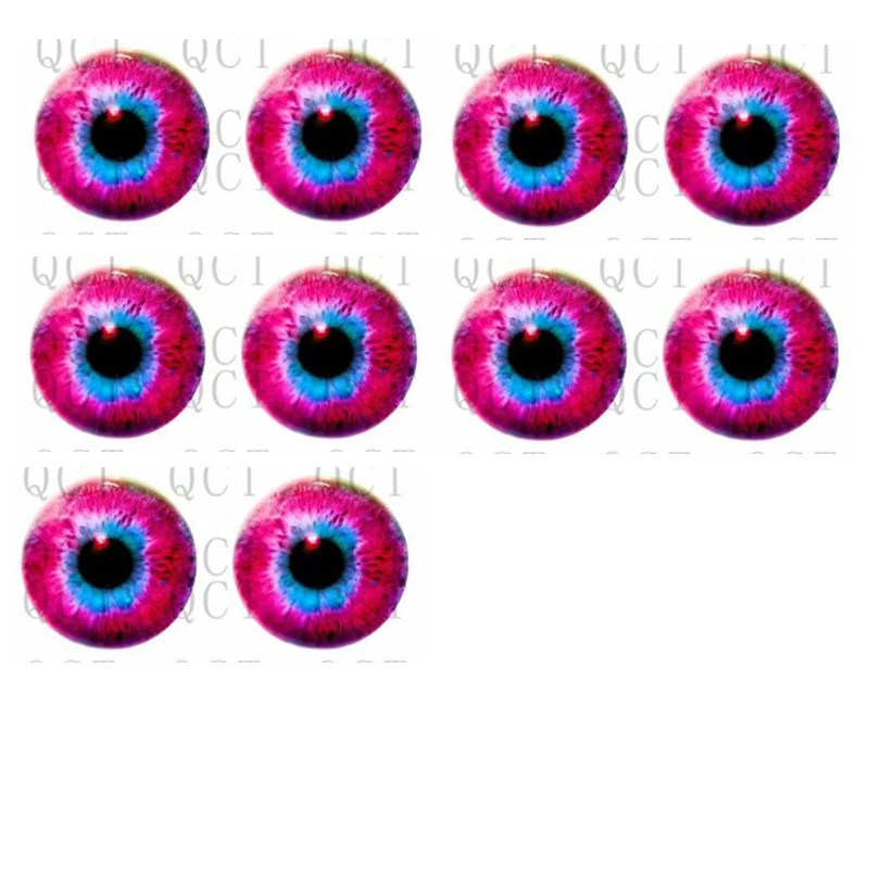 20Pcs 6/8/10/12mm Doll Glass Eye Round Dragon Cat Eyes In Pairs Flatback Cabochons Decoration Keychain DIY Accessories