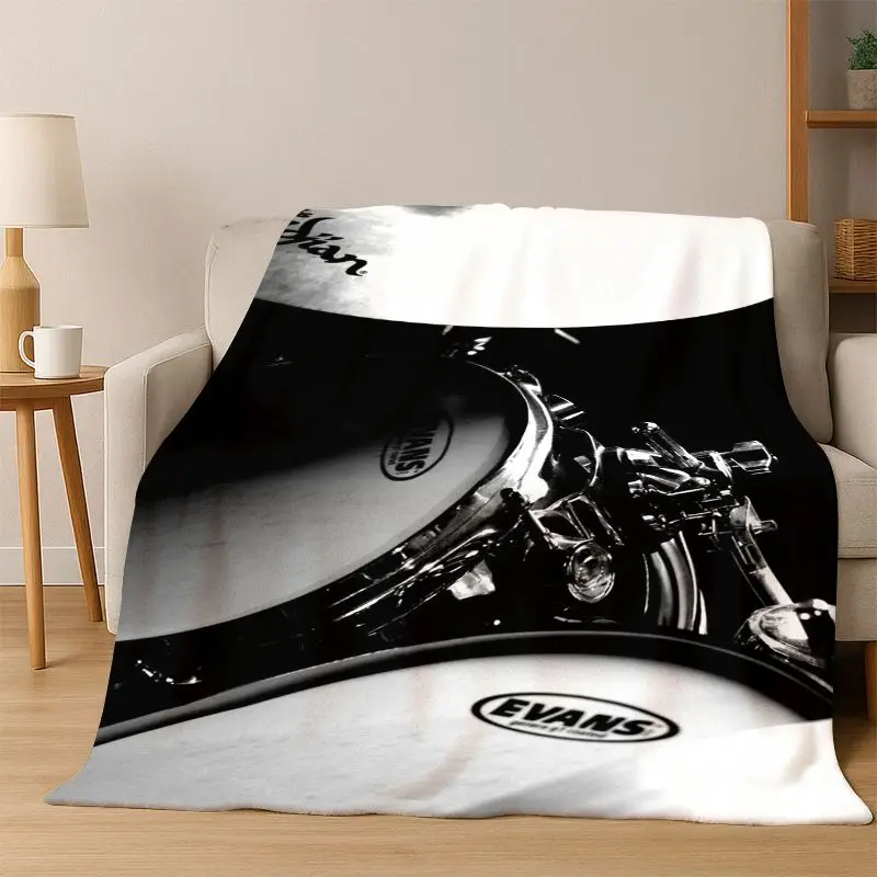 Drum Kit Drum Set Music Instruments Flannel Blanket Soft Warm Throw Blanket for Bedroom Living Room Bed Travel Camping Picnic