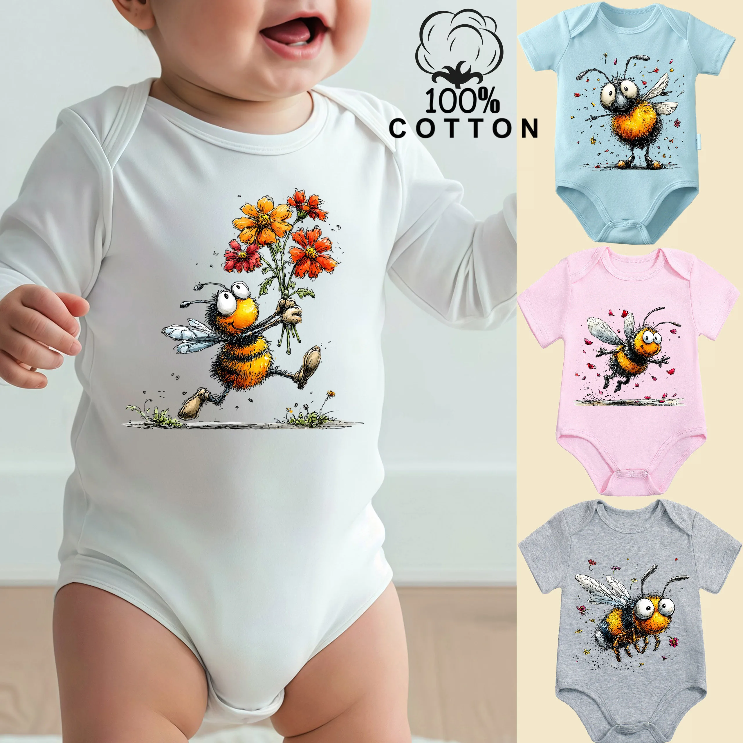 

Комбинезон-боди из 100% хлопка Cute Babee Likes Spring, удобная одежда для малышей, комбинезон для новорожденных от 0 до 12 месяцев