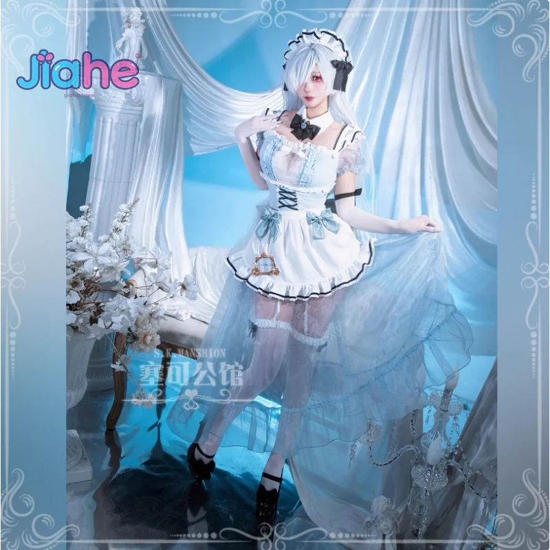 Diosa de la victoria de Cenicienta: disfraz de Nikke, disfraz de Lolita, dulce vestido de sirvienta, accesorios, calcetines, peluca, accesorios, uniforme de Halloween para niña