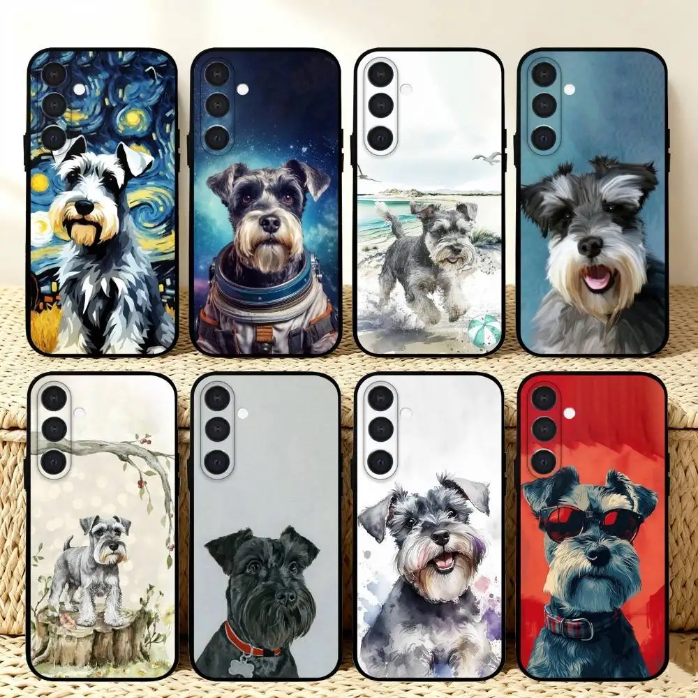 

C-Cartoon S-Schnauzer Dog Phone Case For Samsung A73,72,71,A52,51,40,41,A22,A32,31,A13, Soft Black Shell