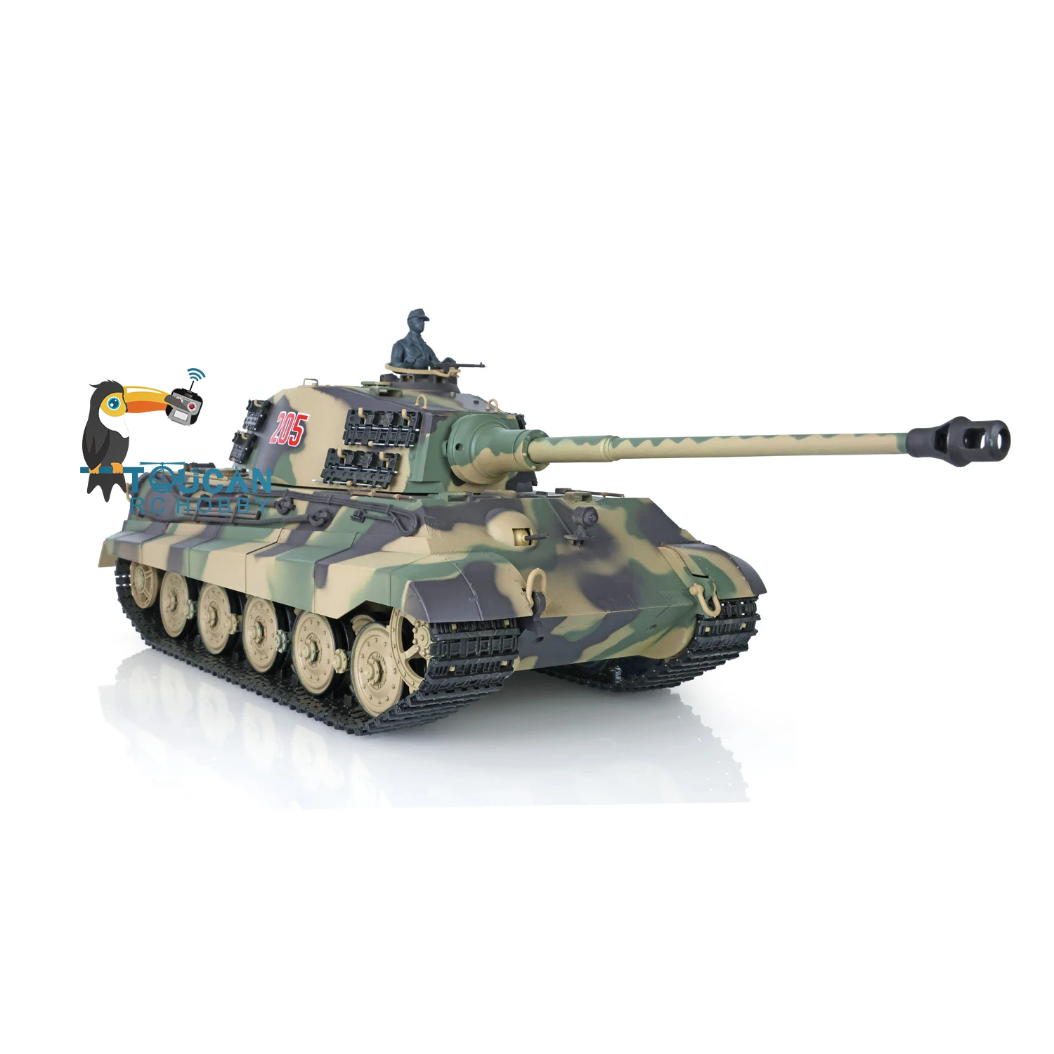 Toys HENG LONG 1/16 7.0 Plastic King Tiger RC Tank 3888A 360° Turret Barrel Recoil Speaker BB Shooting Smoke Machine Gun TH17521