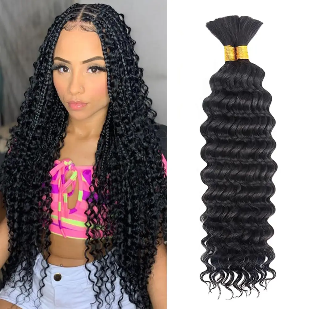 Deep Wave Bulk Human Hair for Braiding 100g/pack Wet And Wavy Human Braiding Hair Extensions No Weft 100% Brazilian Virgin Curl