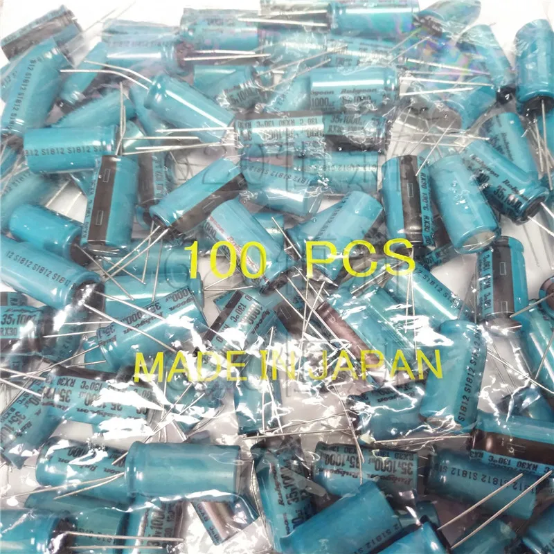 10Pcs/Lot New Original Japn Aluminum Electrolytic Capacitor 35V 1000UF D12.5xL25mm 130degree Radial Lead Type Rx30 Series