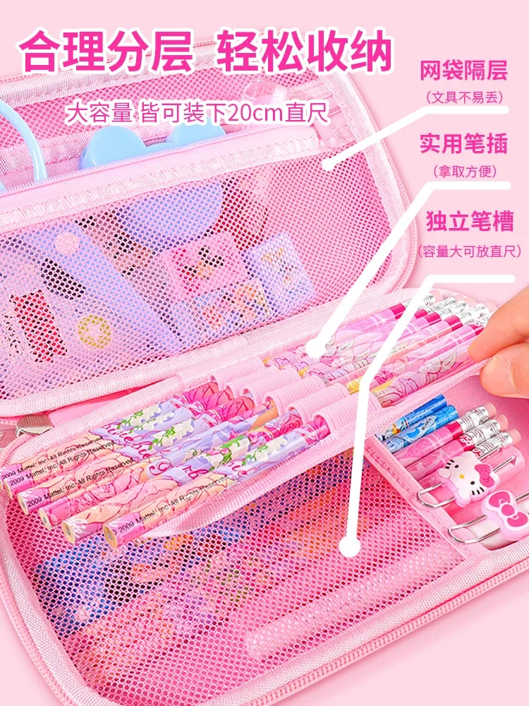 Kawaii Barbie Top Model Pencil Case Multi-Style Cartoon Barbie Stationery Box School Students Children Large Capacity Pencil Bag