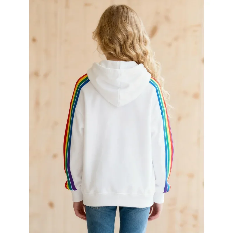 Girls Long Sleeve Sweatshirt 2026 Fashion Rainbow Design Comfortable Streetwear for Kids