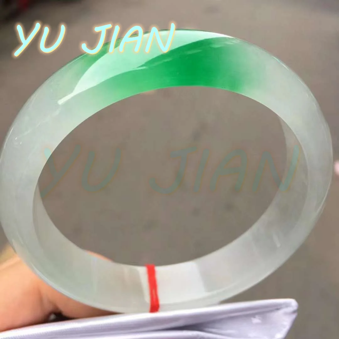 

New Interest Natural Jadeite Ice Glutinous Transparent True Color Green Perfect Bracelet Jade Bangle Handring Fine Jewelry