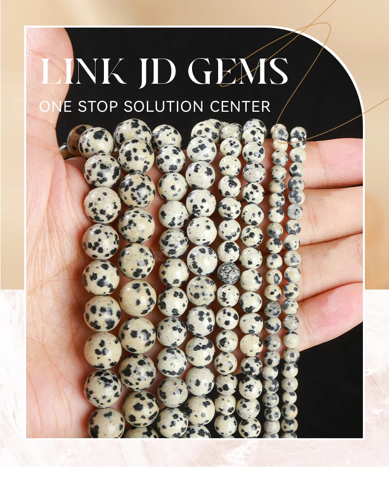 4 6 8 10mm Natürliche Dalmatiner-Jaspis-Perlen Runde Lose Zwischenperlen für Schmuckherstellung DIY Halskette Armband Zubehör – Detail 1
