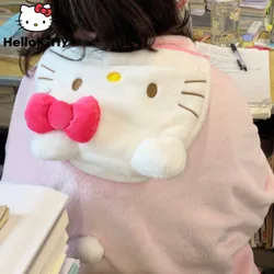 Sanrio Helo Kitty Pink Fuzzy coperte sottili donna Y2k mantello Oversize Fluffy New Coral peluche pigiama Poncho Kawaii mantelle per dormire