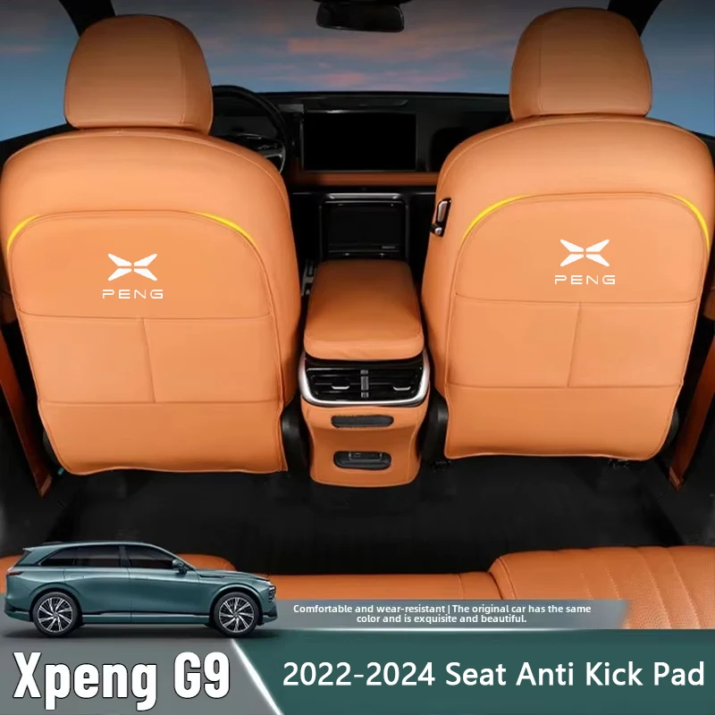 Car Seat Anti Kick Pad For Xpeng G9 XiaoPeng Leather Full Surround Seat Anti Scratch Protector Rear Armrest Pad Car Accessories
