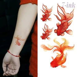 Waterproof Temporary Tattoo sticker Golden Fish tatto Sleeves Water Transfer fake tatoo 10.5*6 cm for kids adults