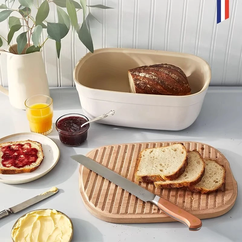 Ceramic bread storage box sealed with lid, toast fresh storage box bread cutting board