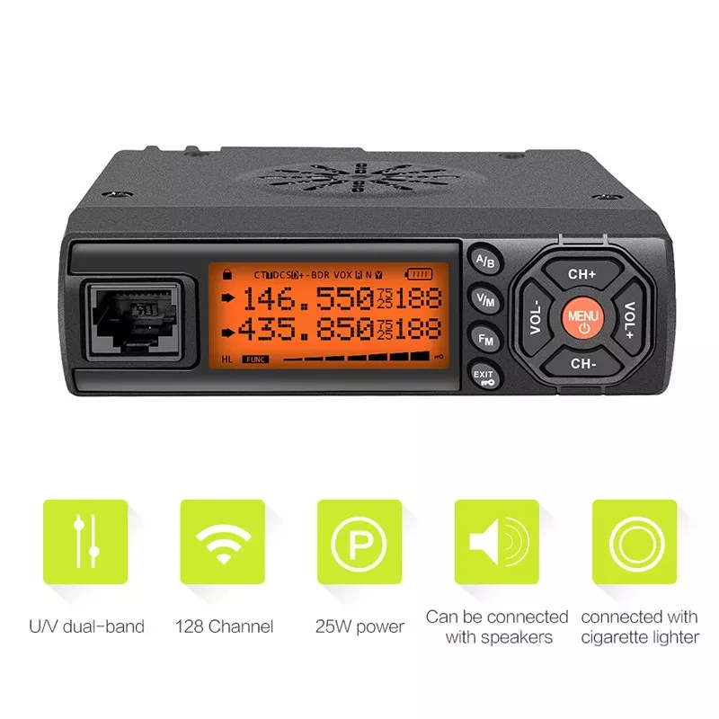 Zastone Z218 25W Dual Band FM Mobile Radio Base VHF UHF Walkie Talkie Communication Device HF Transceiver Car Radio for Bus Taxi