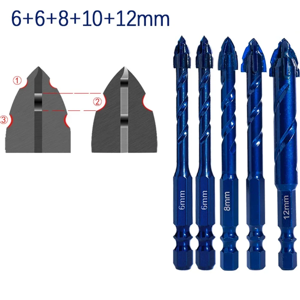 

1/3/4/5pcs Tungsten Steel Triangular Drill Bits Set 6/8/10/12/14mm High Hardness Eccentric Drill For Glass Tile Ceramic Punching