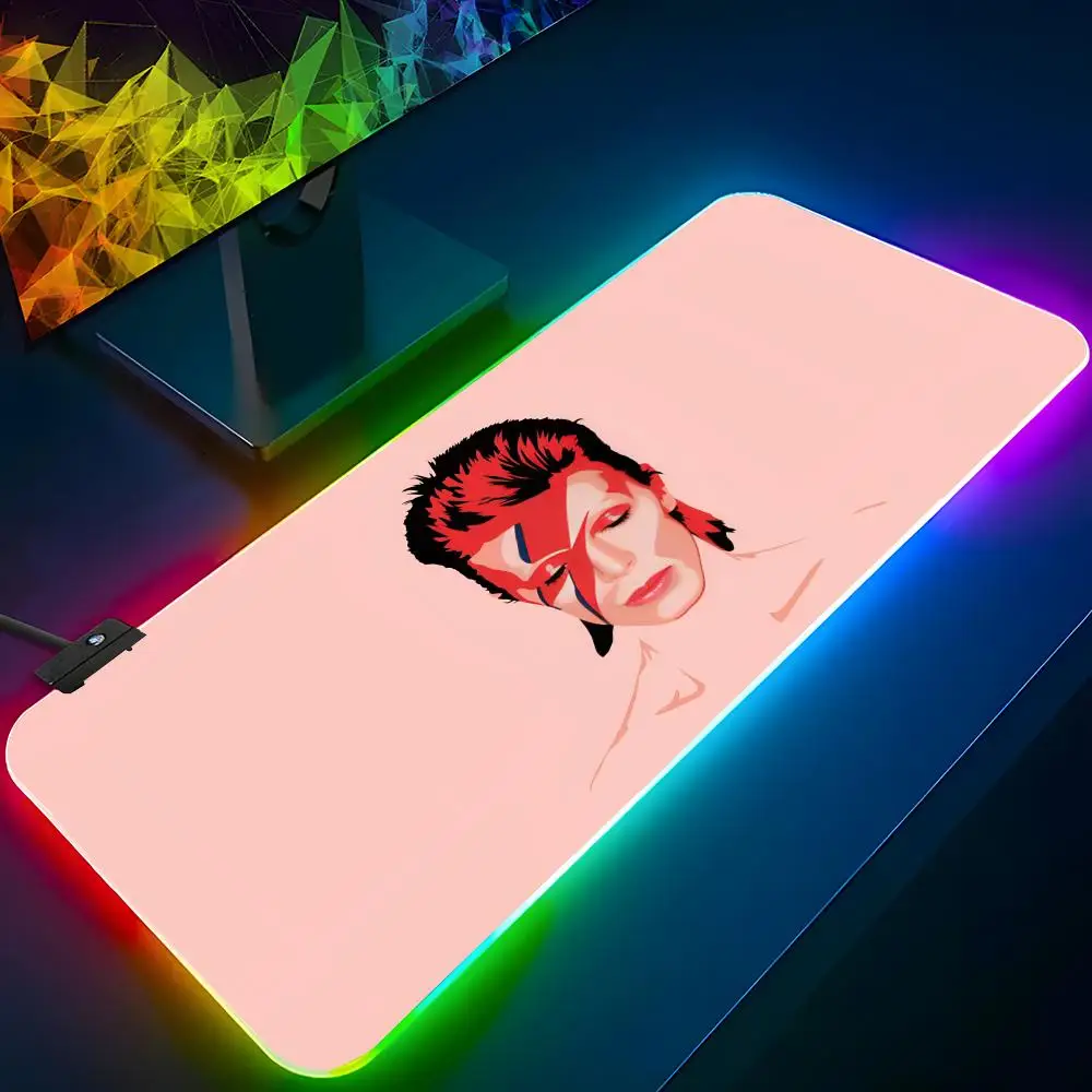 D-David B-Bowie Mouse Pad RGB Backlit Mouse Pad Laptop Mouse Pad Laptop Gamer Computer Desk Gaming Accessories