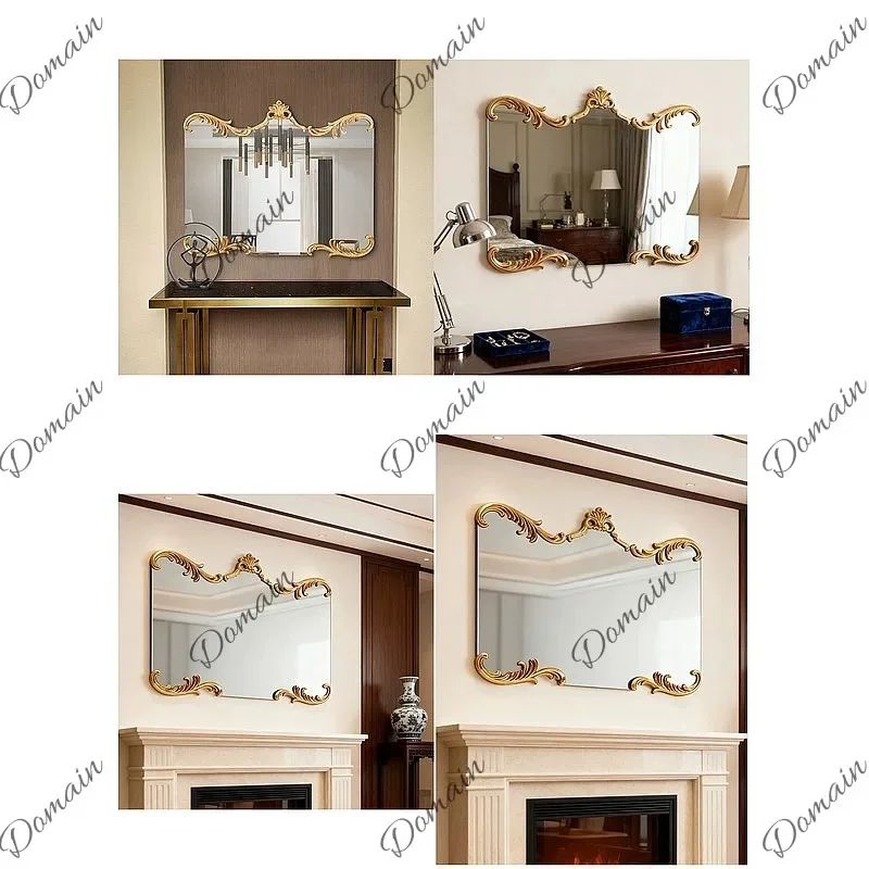 A81 European Vintage French Fireplace Wall Mirror Bathroom Vanity Mirror For Living Room Bedroom