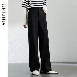 SENTUBILA Winter Warm Black Straight Tailored Trousers Women 2024 Fashion High Waist Full Length Pant Woman Clothes 144K56877