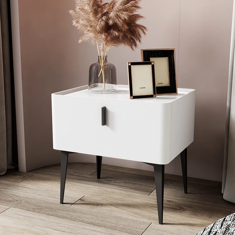 

White Cabinet Storage Bedroom Bedside Tables Night Stand Comfortable Drawers Bed Room Accesoriess Side Nightstands Furniture