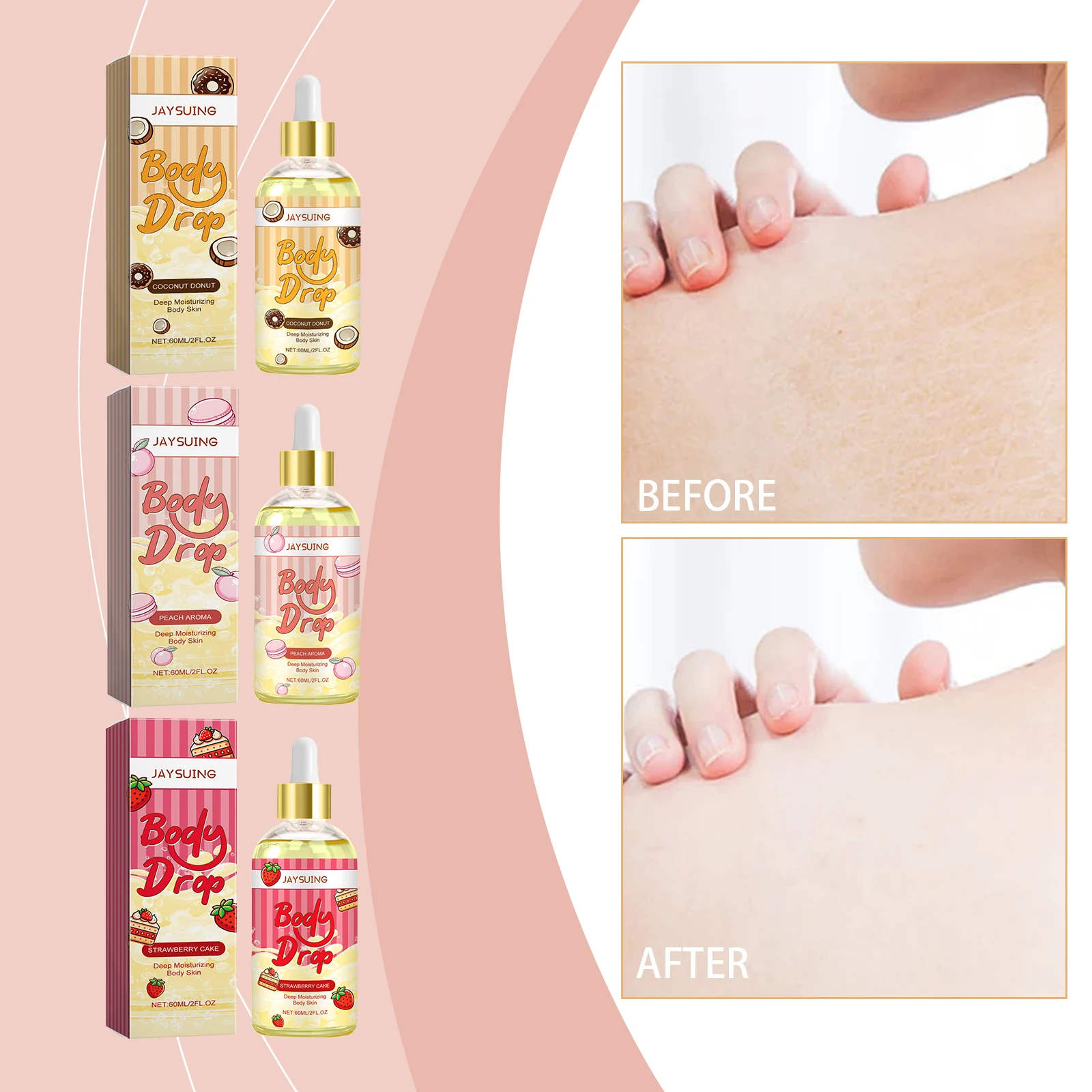 Nourishing Body Oil, Hydrating Massage & Skin Care Treatment, Firming Moisturizing Formula, 60ml Bottle