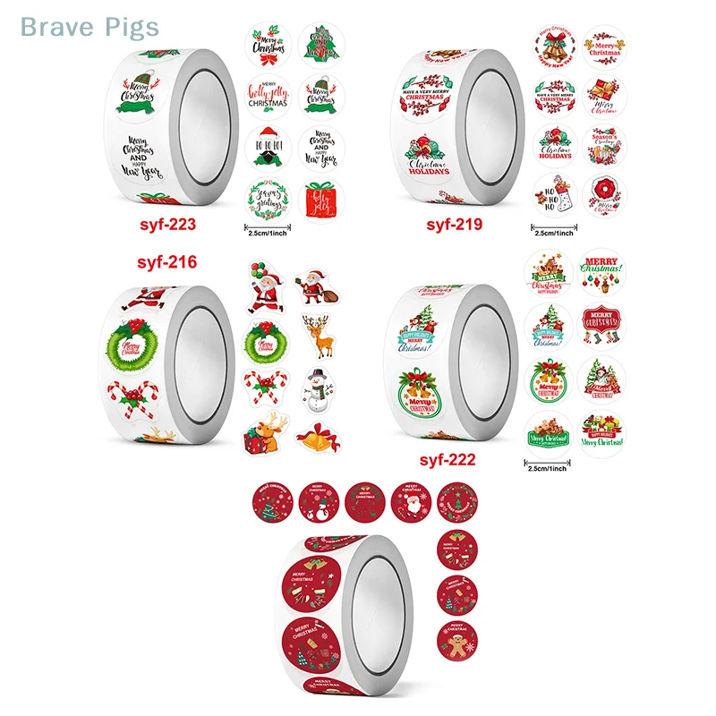 500Pcs/Roll Merry Christmas Stickers Christmas Theme Seal Labels Stickers For DIY Gift Baking Package Envelope Decor Labels