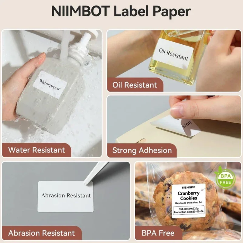 Imagem -05 - Niimbot-convenient Label Printer White Sticker Printing Paper Anti Rasgo Impermeável Resistente a Óleo Rolo B21 b1 B3s