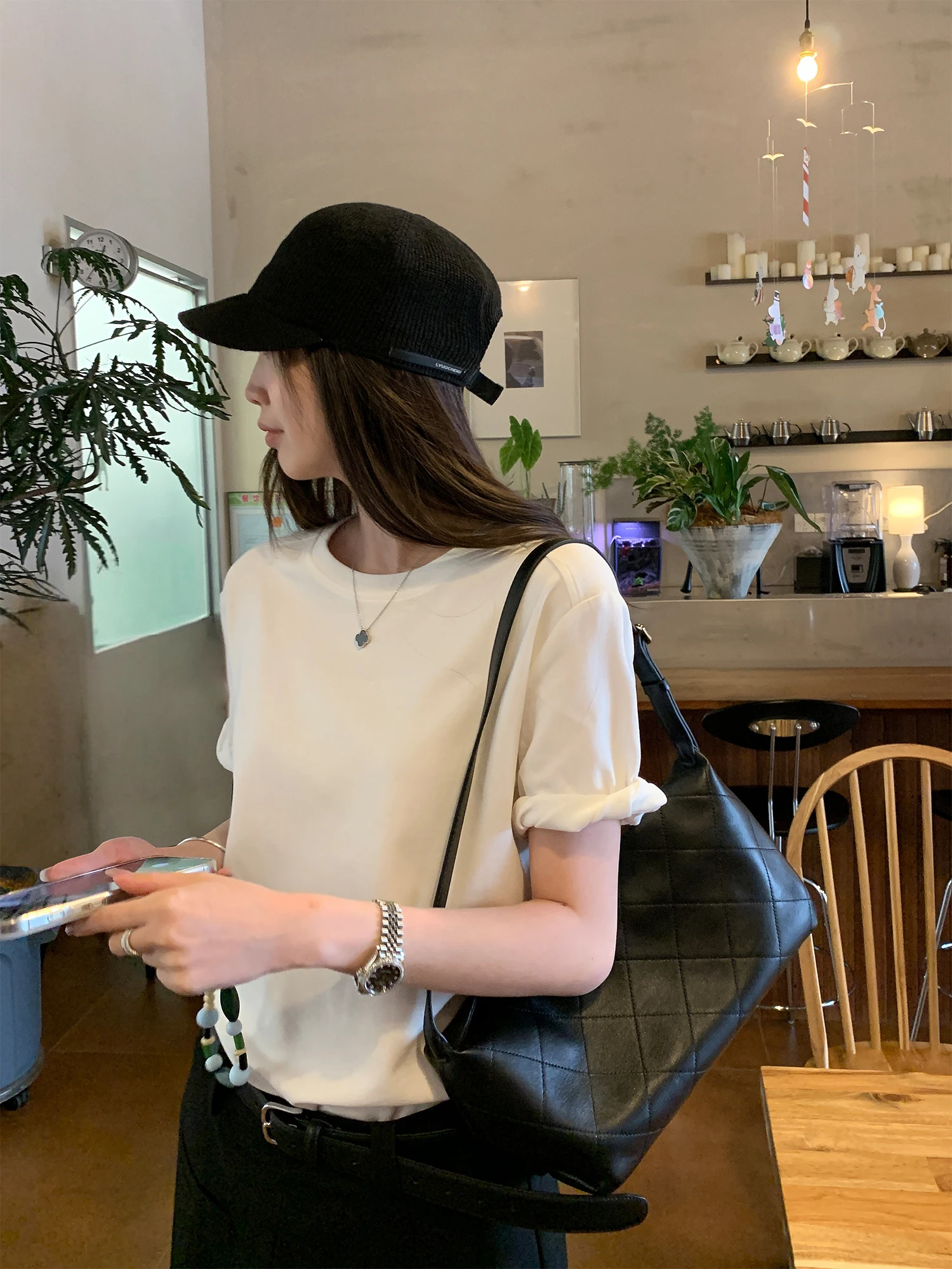 

Ayi 3D Twist Short Sleeve T-Shirt Women's Summer Slim Fit Casual Style Soft Cotton Turn-down Collar Versatile Top