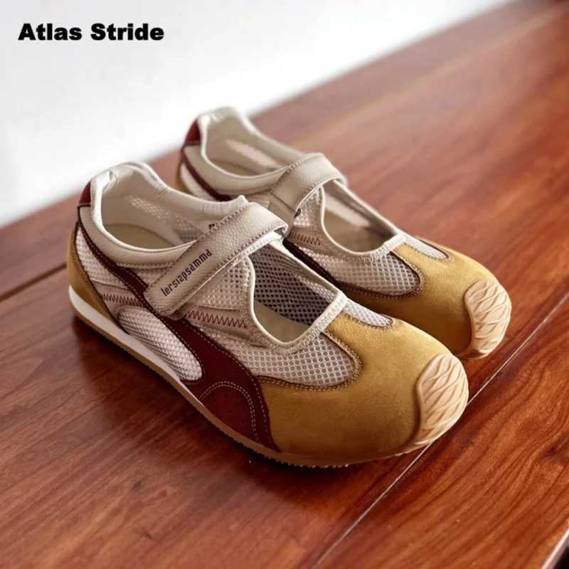 

Women's Mary Jane Mesh Flats Adjustable Strap Suede Panel Breathable Lightweight Non-Slip Sole Casual Daily Walking Shoes