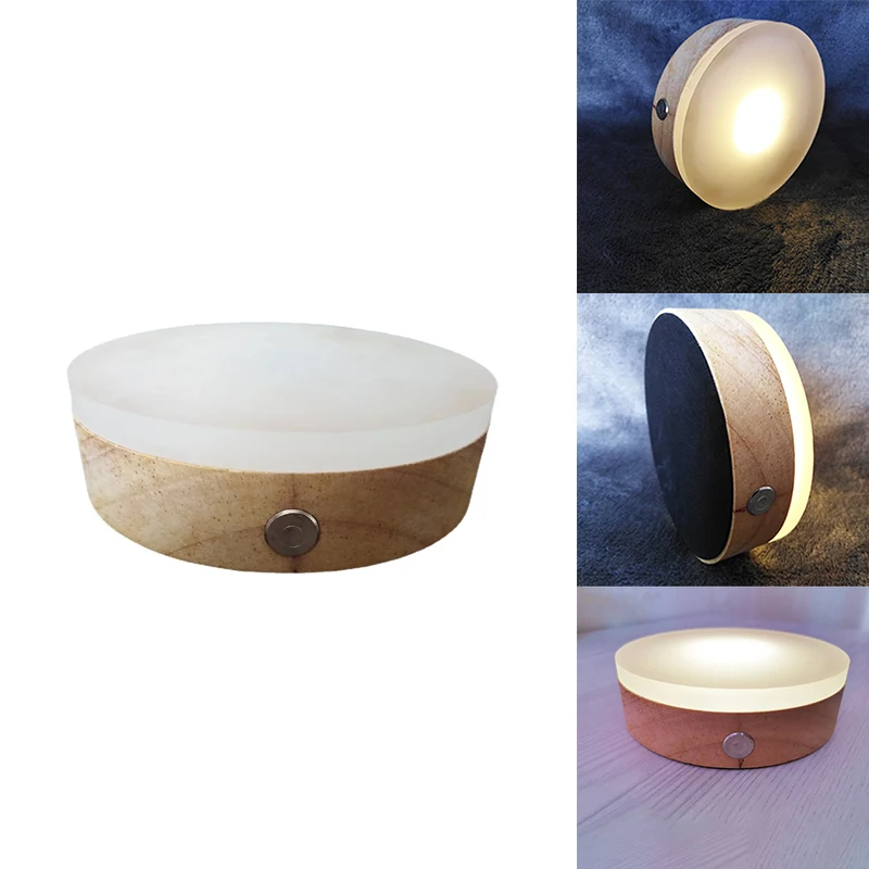 Led Rechargeable Lamp Holder Acrylic Board Touch Lamp Base Solid Wood Lamps Holder Night Lights Craft DIY Decorative Light