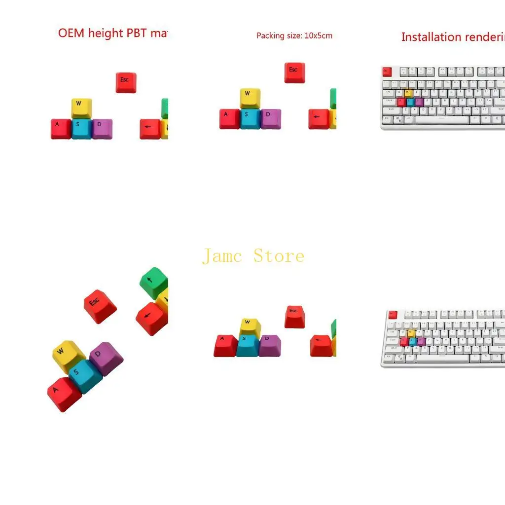 

LX0B 9 клавиш OEM-профиль PBT Модификаторы RGBY Колпачки клавиш WASD/ESC/Направление клавиш