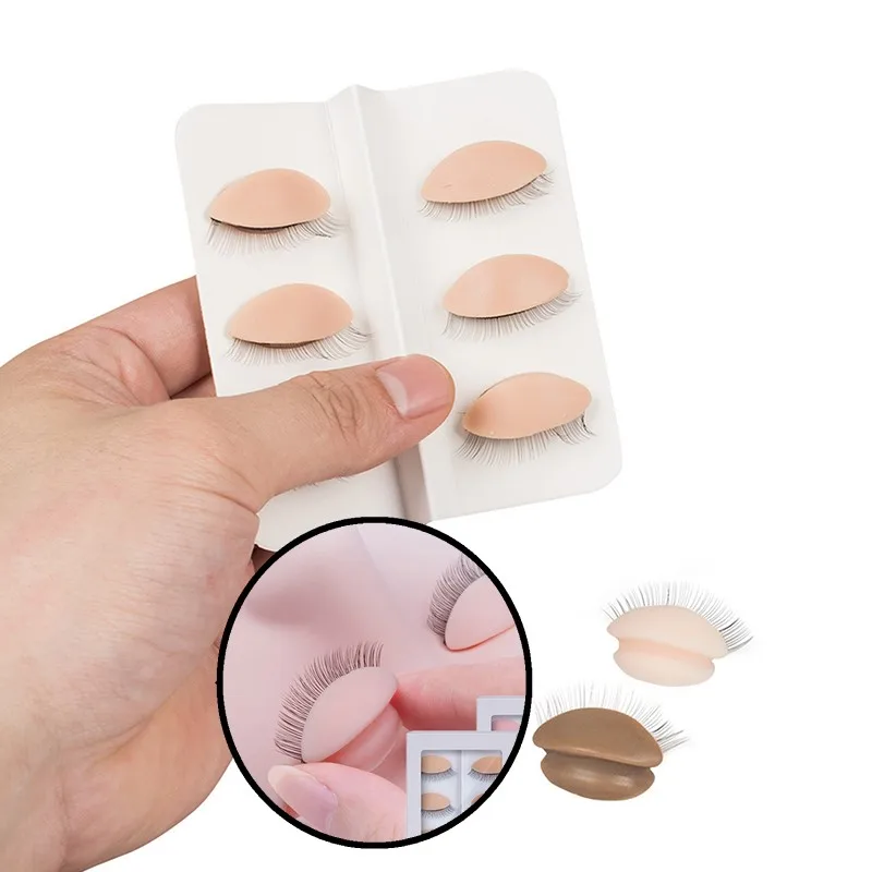 3 paia/set sostituzione estensione ciglia finte pratica testa modello silicone palpebre rimovibili formazione occhi strumenti manichino