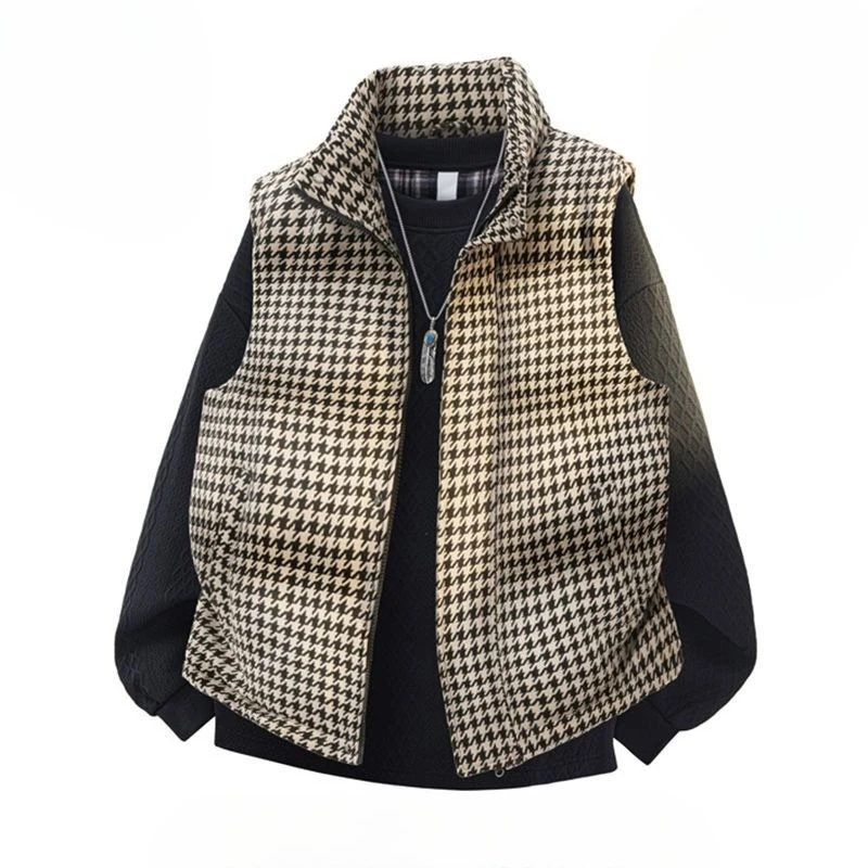 

2026 Jacket Men's Autumn Winter New Trendy Ruffian Handsome Loose Large Size Shoulder Thickened Warm Graffiti Jacquard Vest