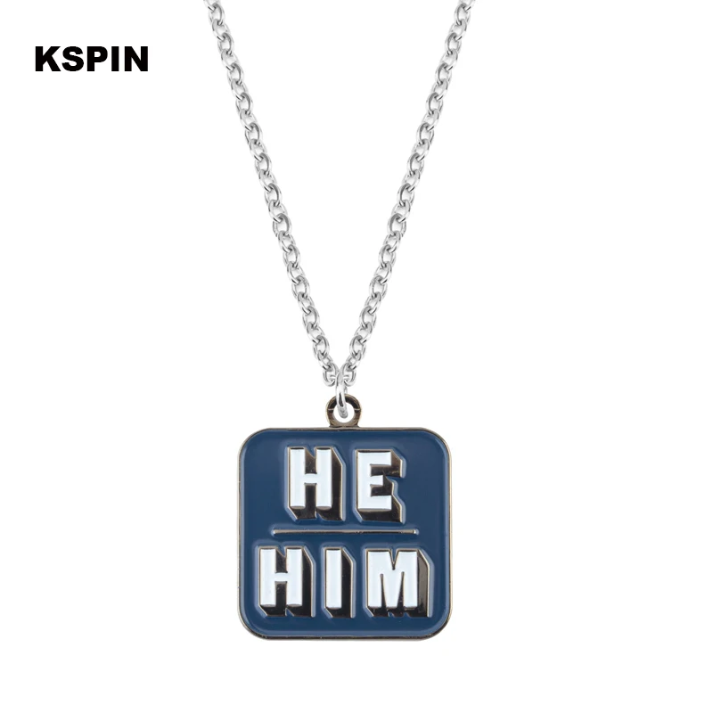 HE HIM pride Genderqueer pride Asexual Pendant Necklace Rainbow Heart Necklace