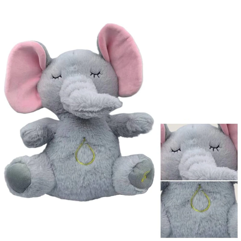 Elefante de peluche calmante para bebé, máquina de sonido para calmar los acurrucamientos, juguete de peluche de Animal de peluche para dormir