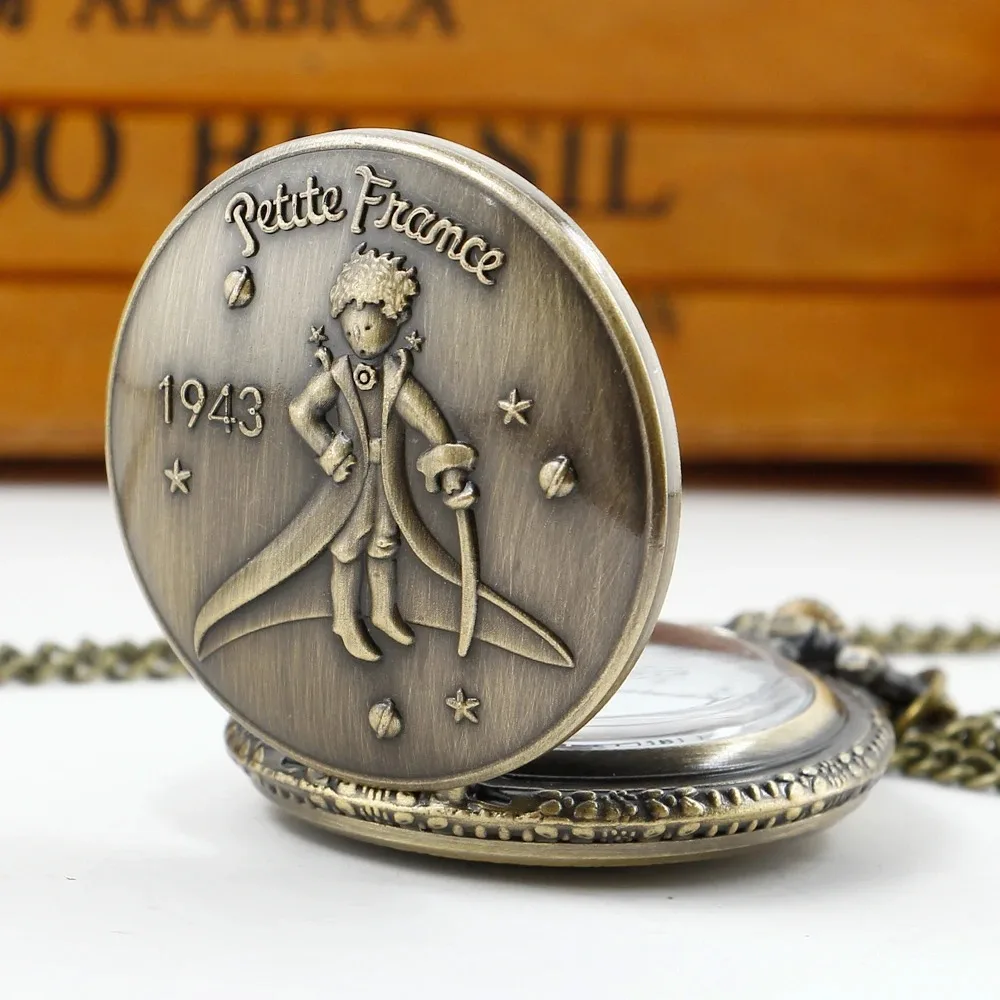 ヴィンテージブロンズ映画テーマクォーツ懐中時計ヴィンテージ時計 Fob チェーン付き子供女性男性ペンダント時計ギフト