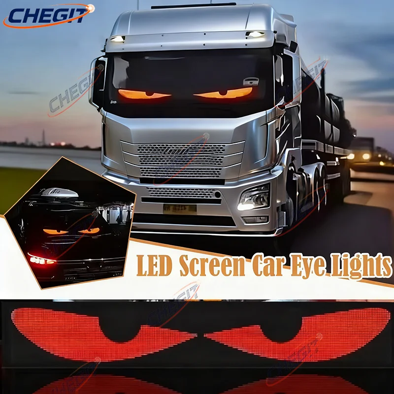 

Управление приложениями Программируемый гибкий экран Светодиодный светильник для автомобиля Грузовик Глаз Светодиодный дисплей Автомобильный знак Анимационная светодиодная матричная панель Bluetooth 12 В