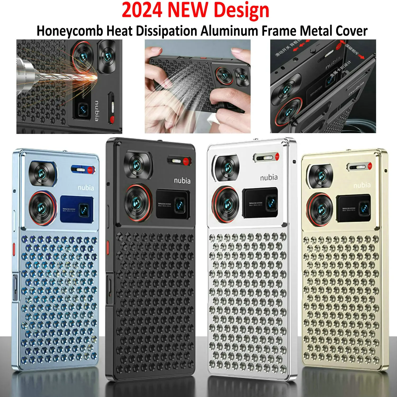 For ZTE Nubia Z60 Ultra Z70 Case Luxury Honeycomb Heat Dissipation Aluminum Frame Metal Back Cover For Nubia Z60 Z70 Ultra Cases